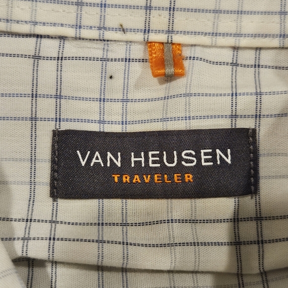Van Heusen SZ M 15/15.5 Collared Long Sleeve Button Down White Blue Stripe Shirt - Picture 3 of 9